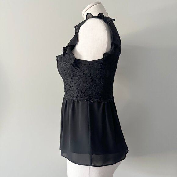 Ever New Blouse Black Womens Size 4 Lace Babydoll Sleeveless - Picture 2 of 6